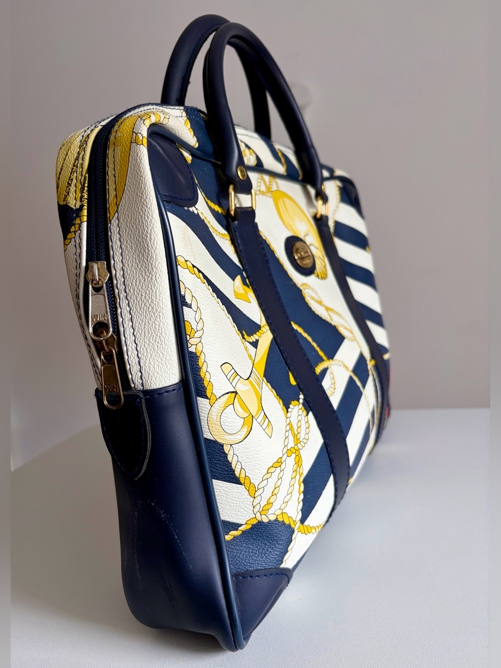 Vintage 1990s - My Good Decision - Nautical Scarf Satchel Tote - Picture 6 of 9